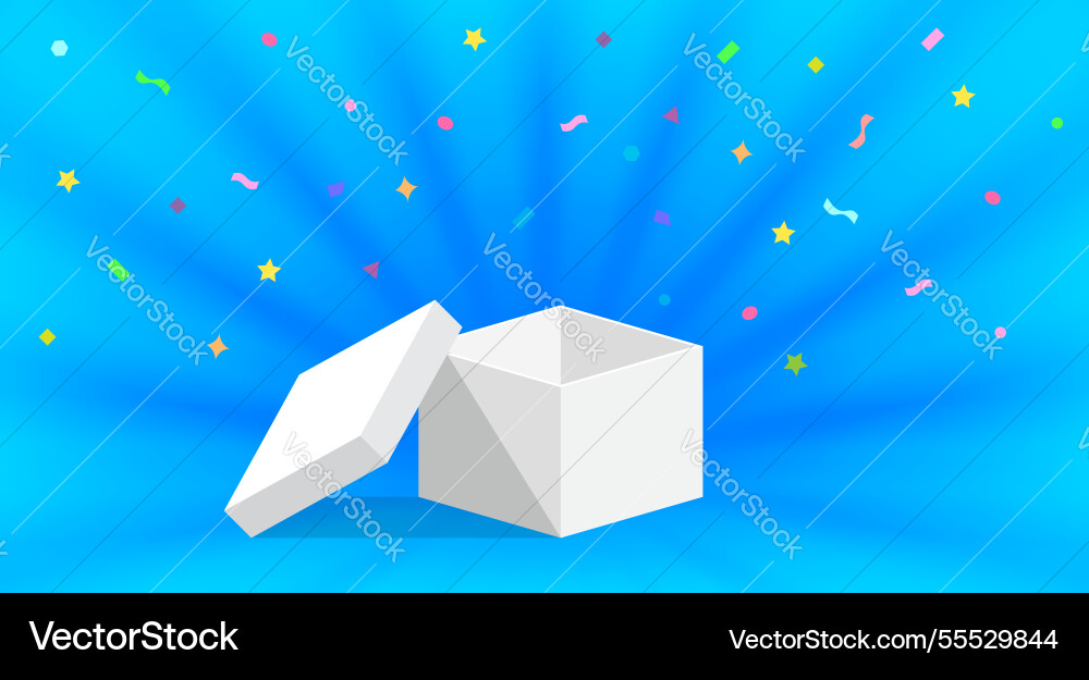 Empty box open isolated on blue background Vector Image