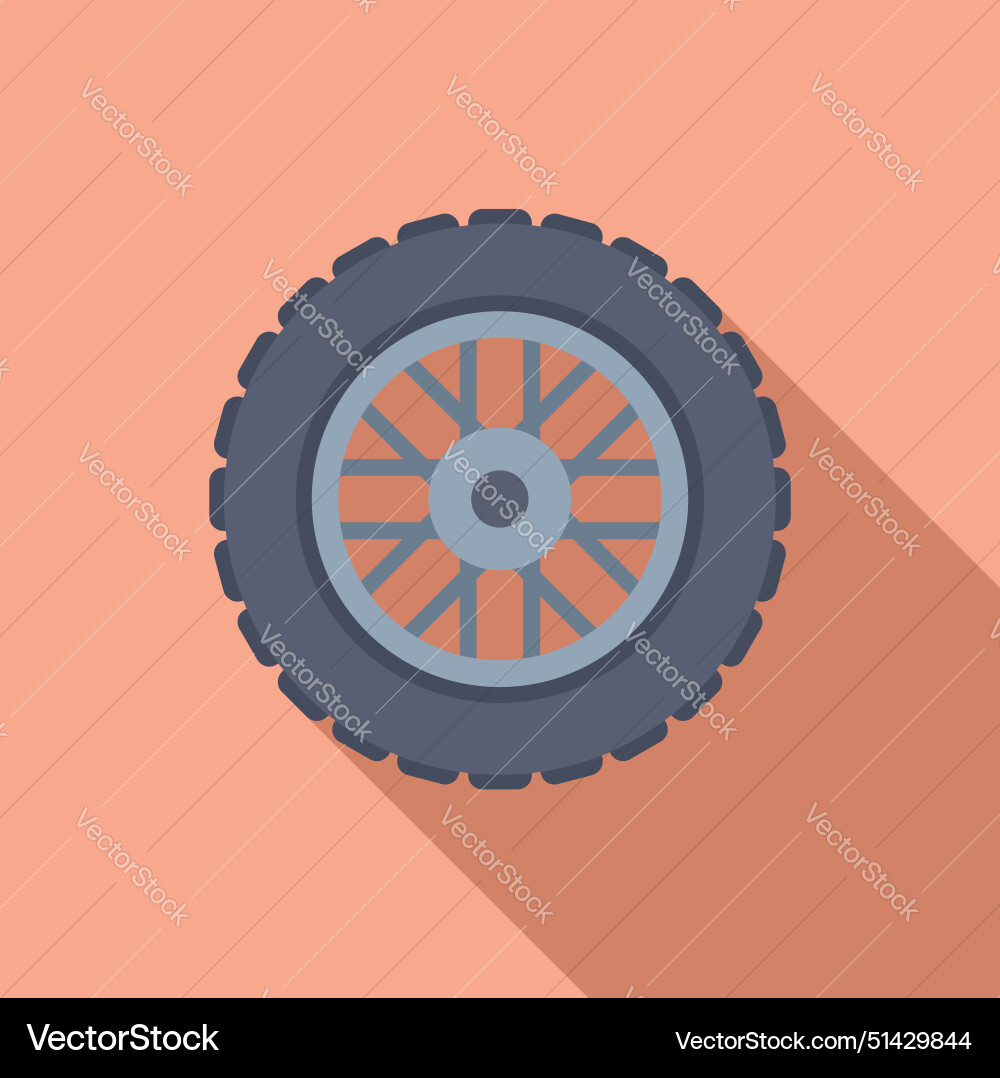 Flat design tire on pink background Royalty Free Vector
