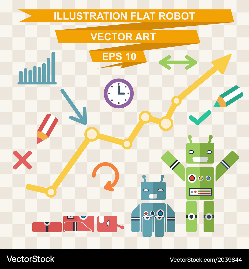 Flat robots Vector Image