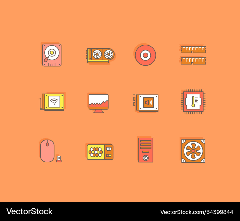 Set simple line icons computer upgrading Set simple line icons computer upgrading Vector Image