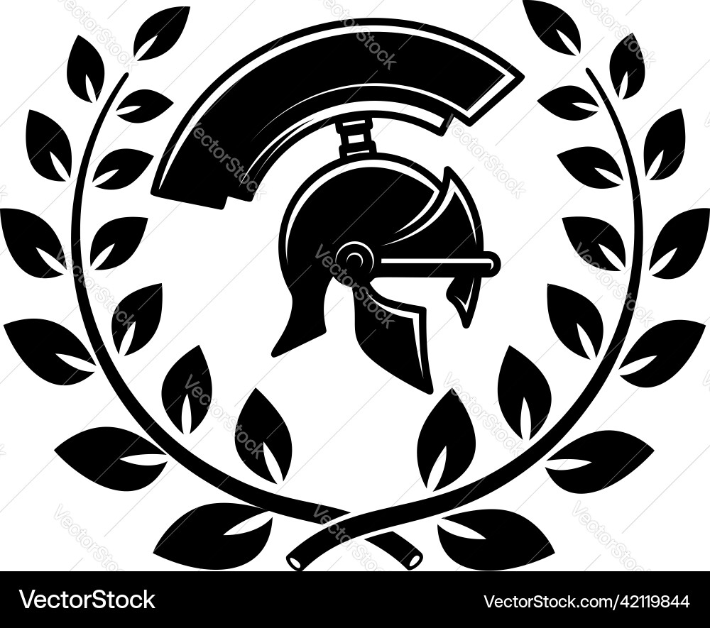 Spartan helmet with laurel wreath design element Spartan helmet with laurel wreath design element vector image