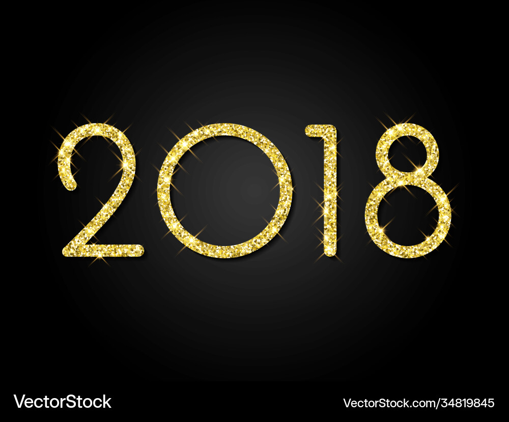2018 happy new year greeting card gold glitter 2018 happy new year greeting card gold glitter vector image