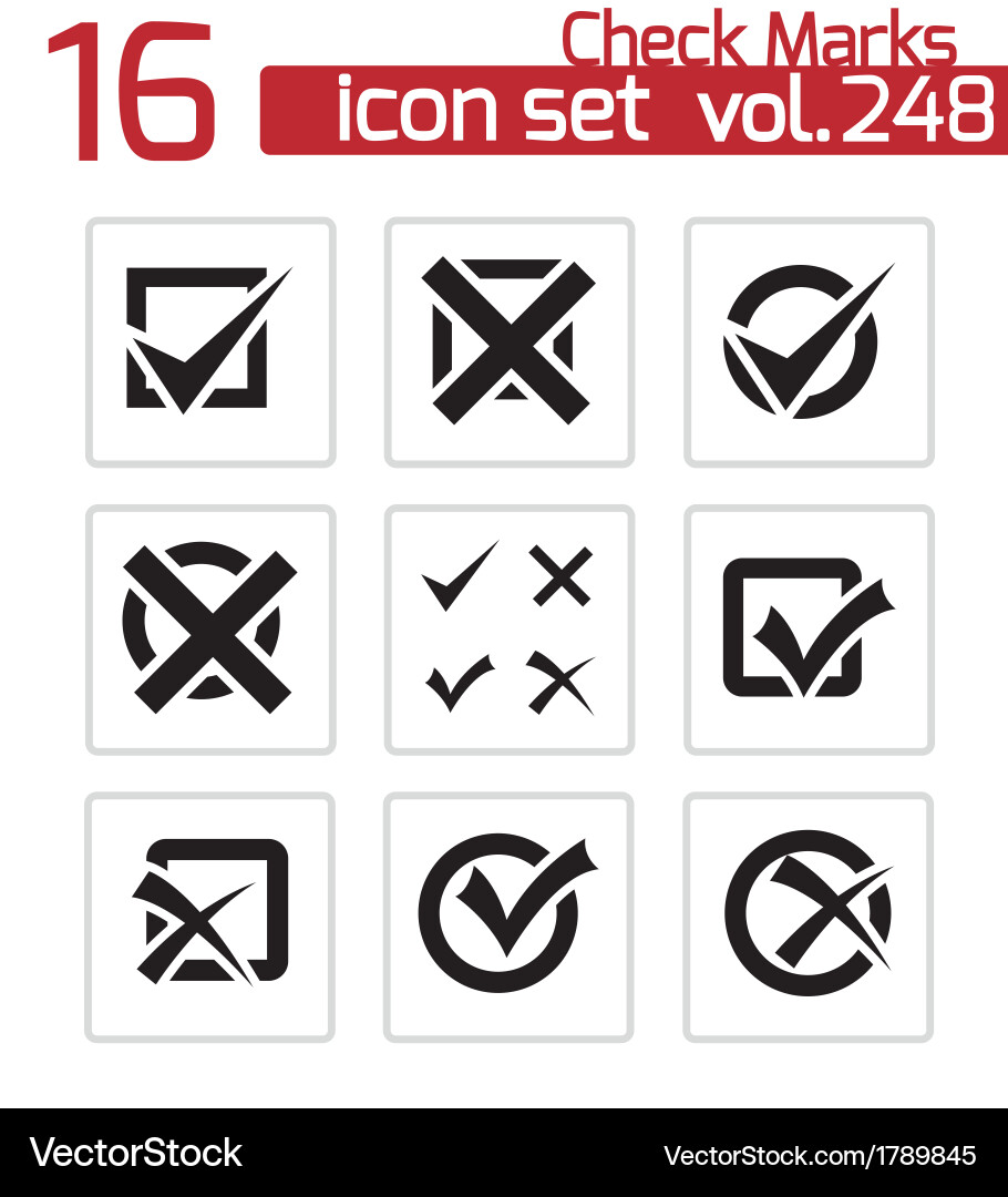 Black Checkmark Icons - Set of Marks Vector Image