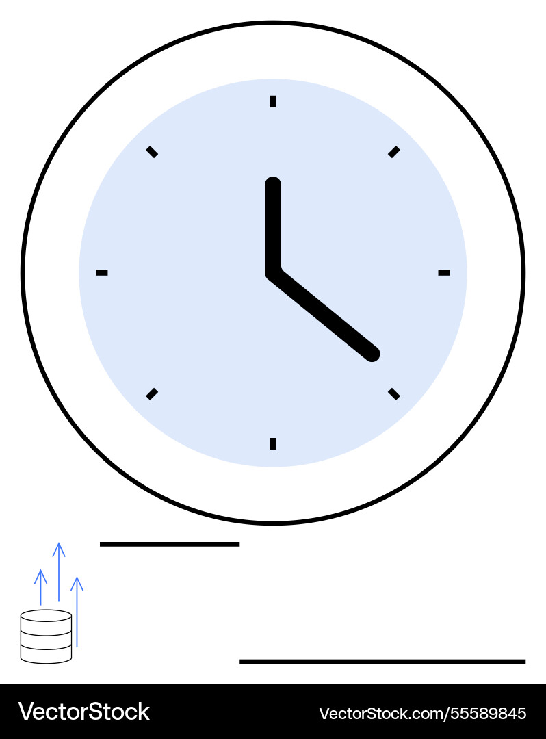 Clock with database icon representing data backup Clock with database icon representing data backup vector image