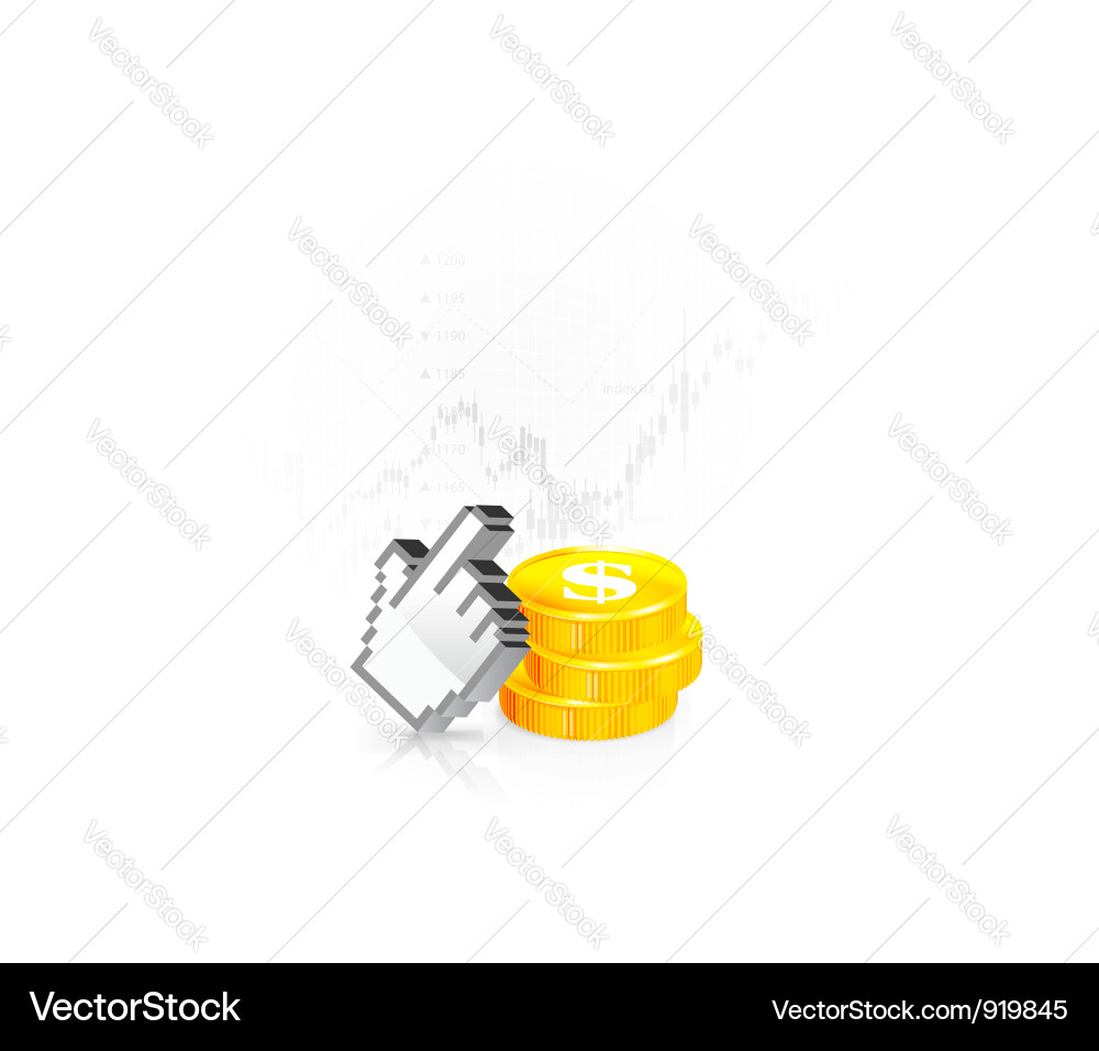Cursor with the coins vector image