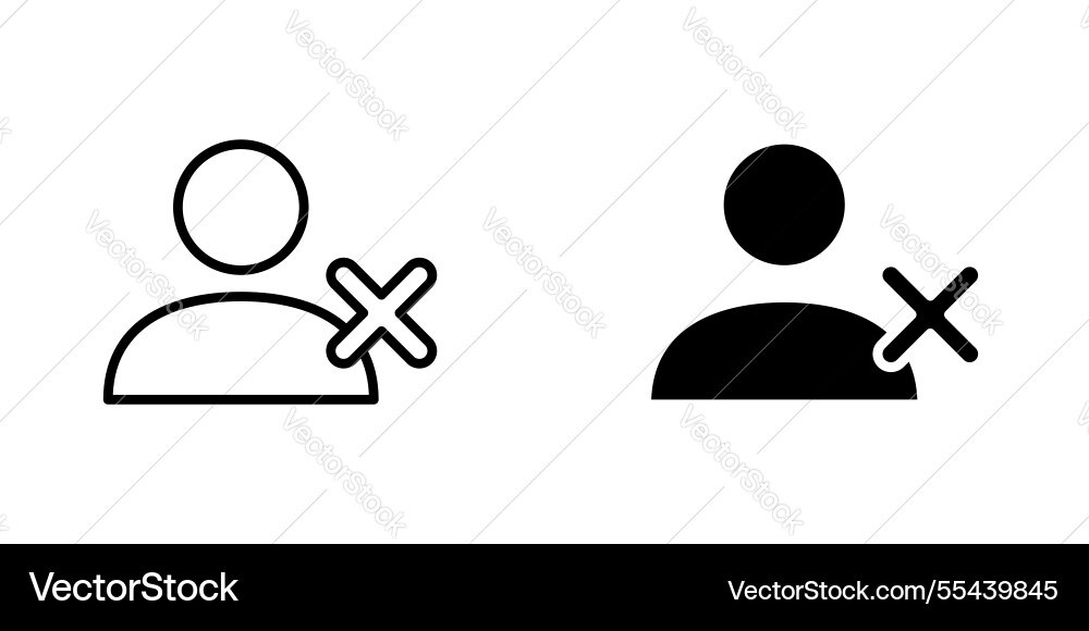 Delete user icons stroke line and black solid vector image