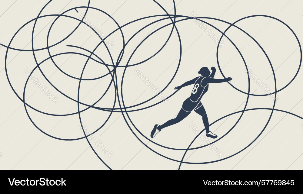 Dynamic runner in motion with swirling abstract Vector Image