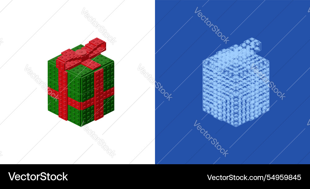 Gift box blueprint project idea and implementation Gift box blueprint project idea and implementation vector image
