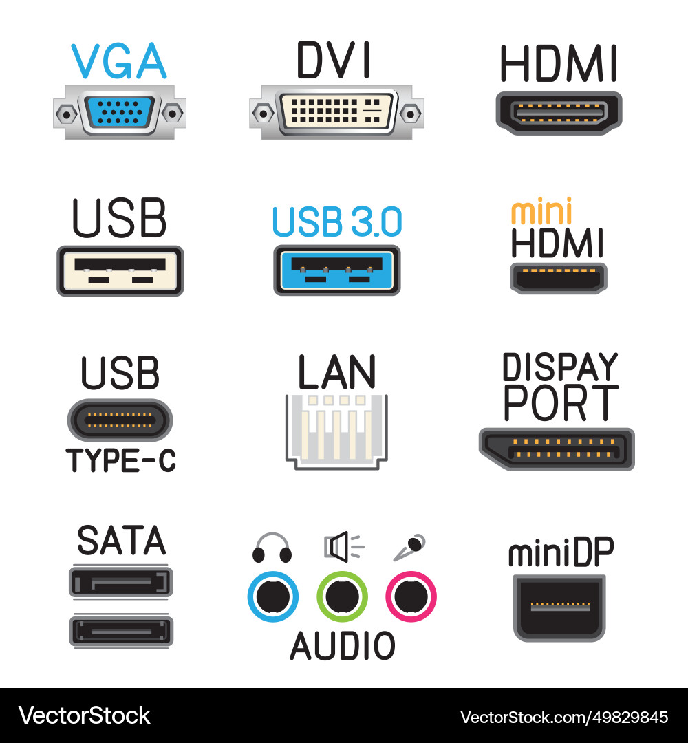 Hardware tech interface icons sign symbol set Hardware tech interface icons sign symbol set vector image