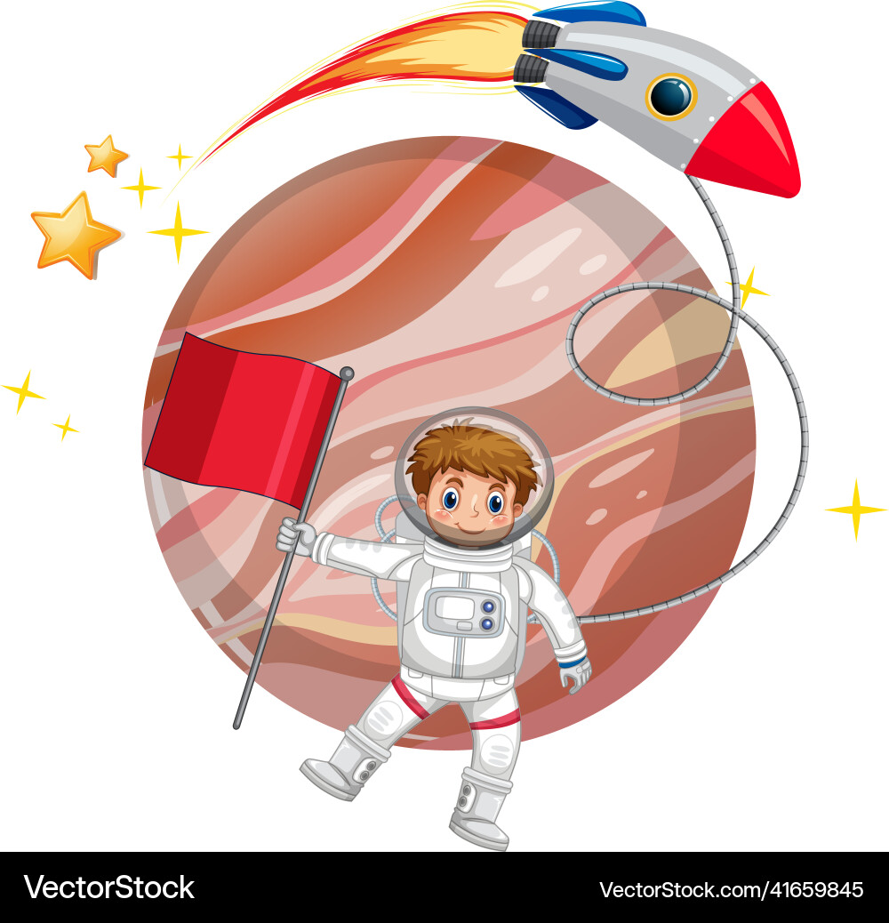 Isolated astronaut with planet and rocket Isolated astronaut with planet and rocket vector image