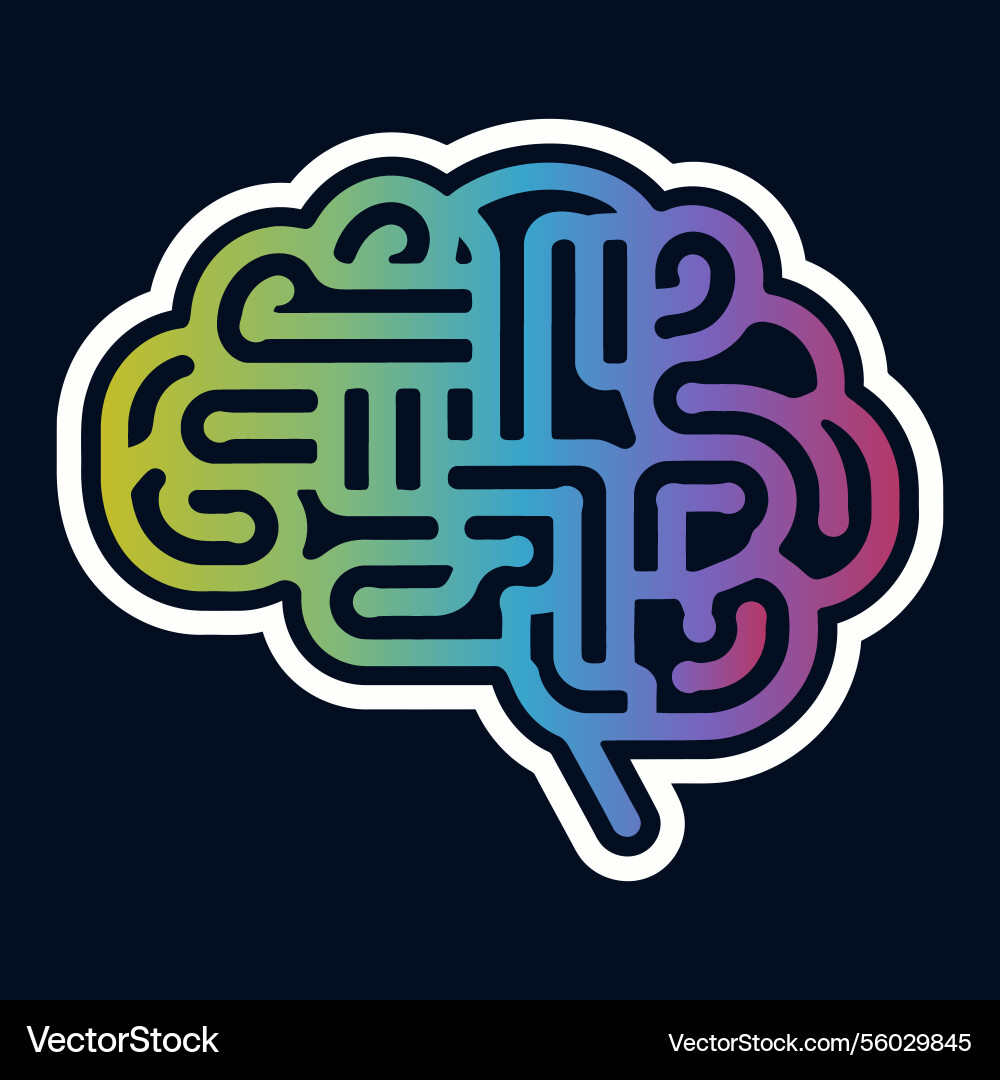 Modern gradient brain maze ai and neural network Modern gradient brain maze ai and neural network vector image