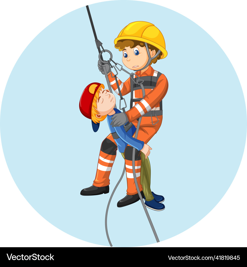 Rescue using sling with boy in circle template vector image