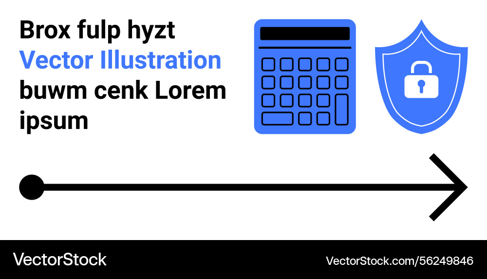Calculator and shield with lock icon representing Calculator and shield with lock icon representing vector image