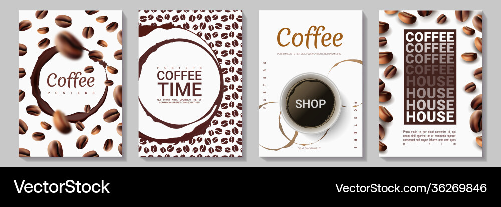 Coffee posters time for drinking cup dark stains Coffee posters time for drinking cup dark stains vector image
