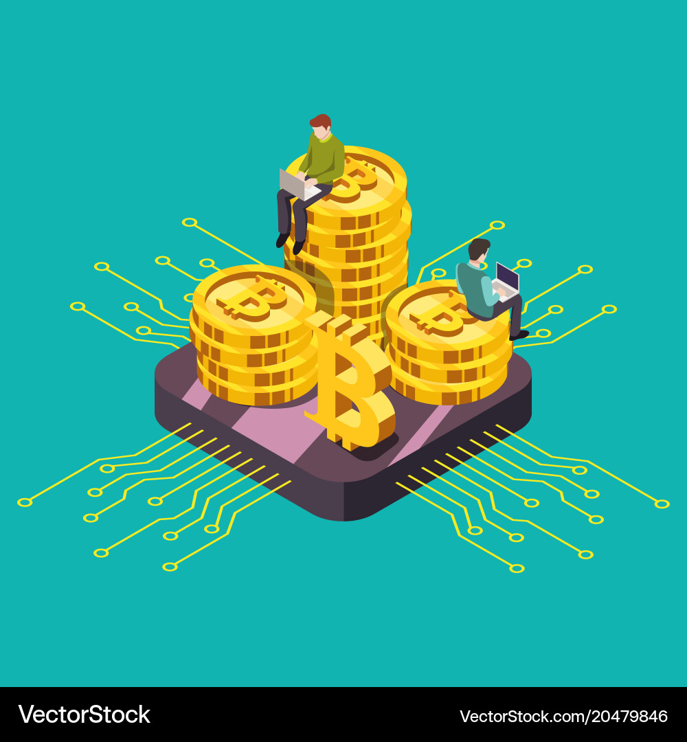 Cryptocurrency Mining Isometric – Royalty-Free Vector | VectorStock
