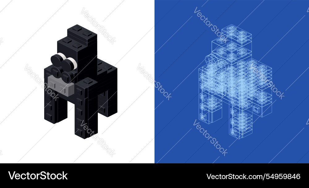Gorilla blueprint project idea and implementation Gorilla blueprint project idea and implementation vector image