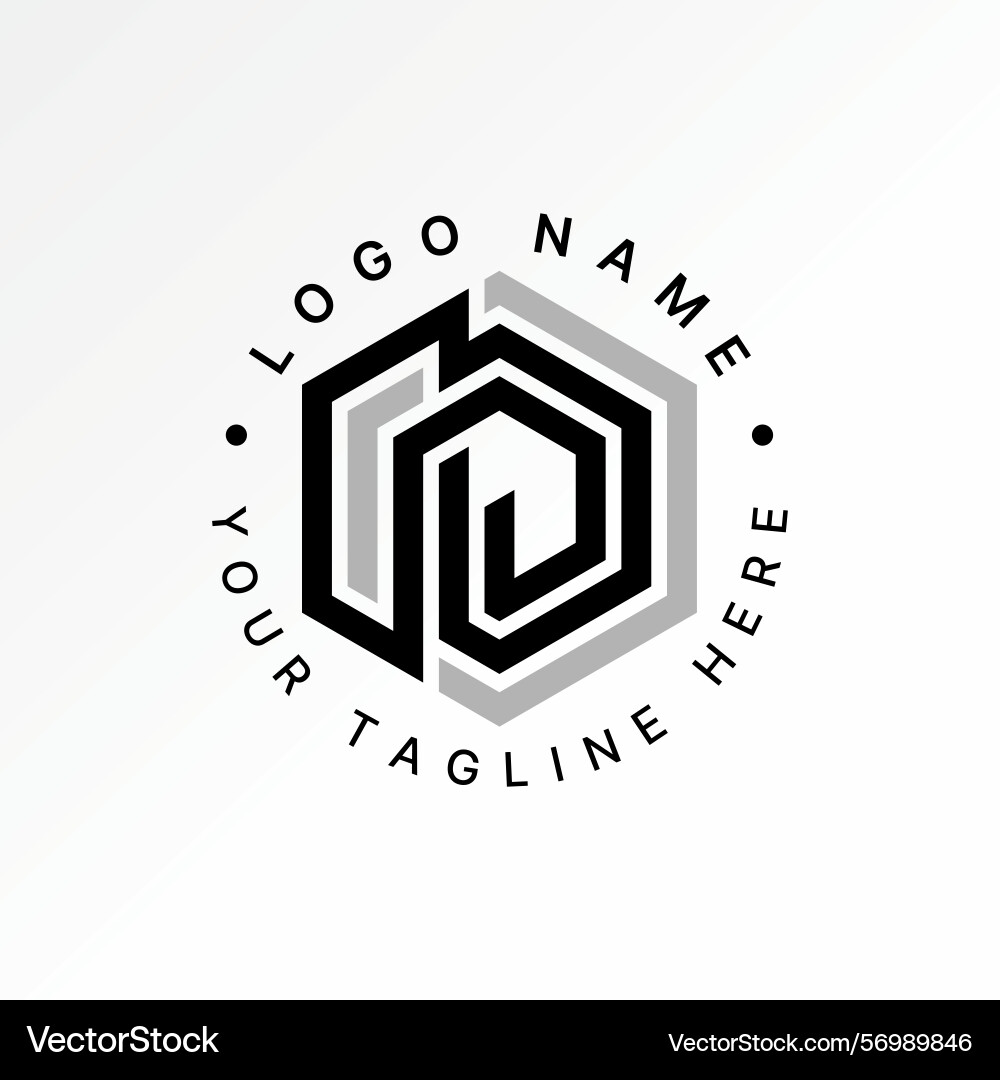 Initial rp rpd font line connect hexagon monogram Initial rp rpd font line connect hexagon monogram vector image