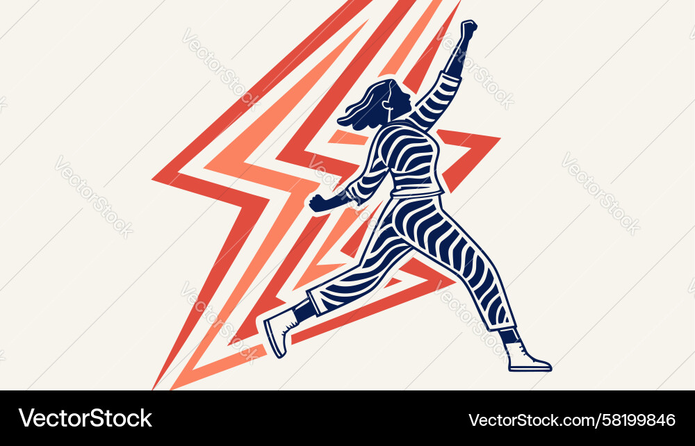 Man Running with Lightning Vector Image