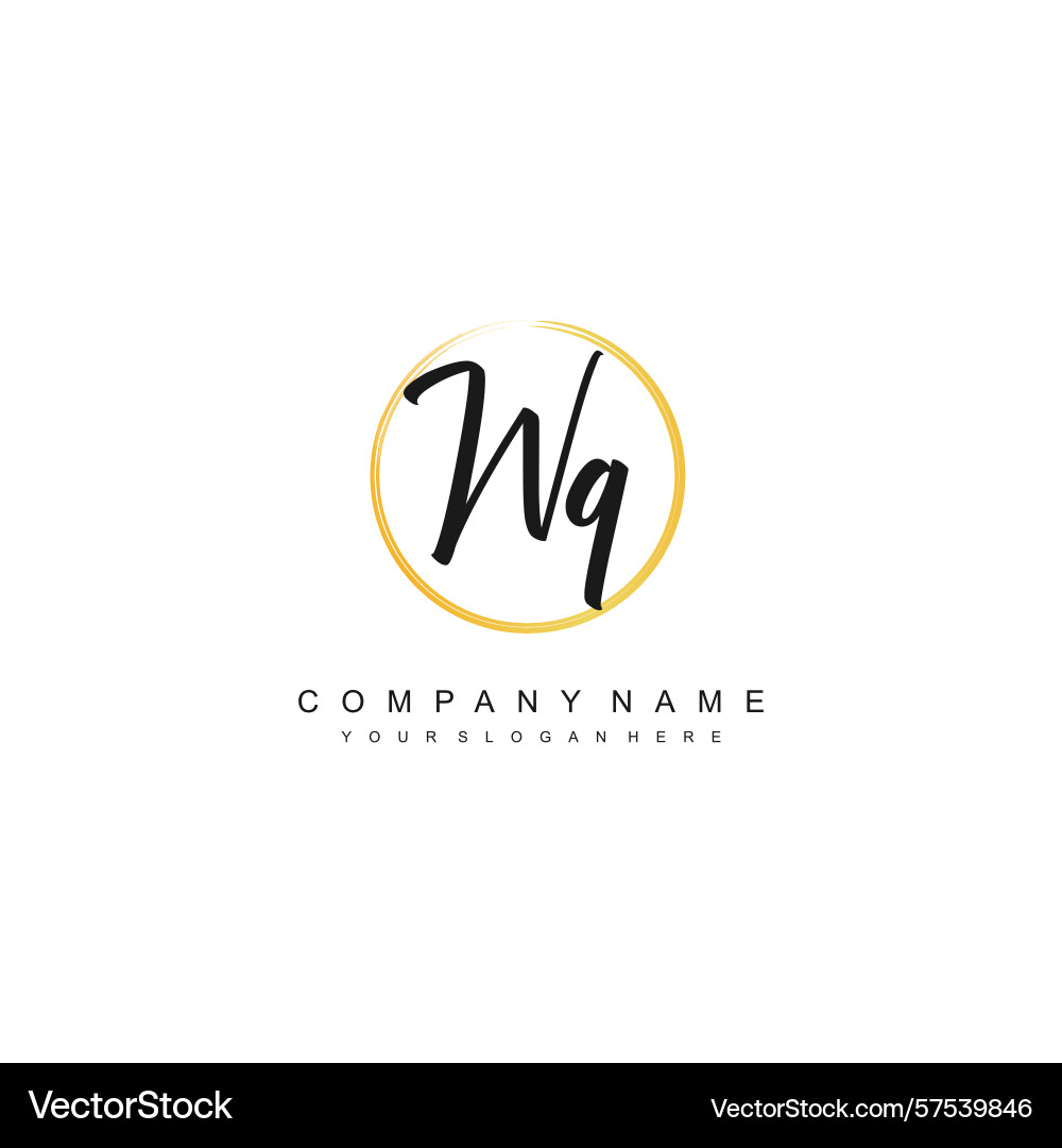 Minimal signature logo design with wq initials Vector Image
