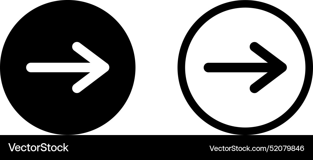 Right arrow icon set in two styles isolated Right arrow icon set in two styles isolated vector image