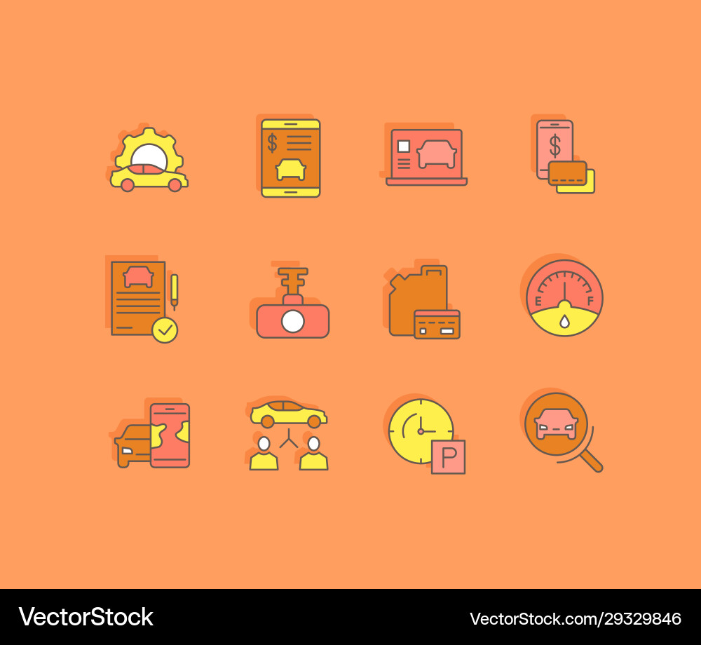 Set simple line icons carsharing Set simple line icons carsharing vector image