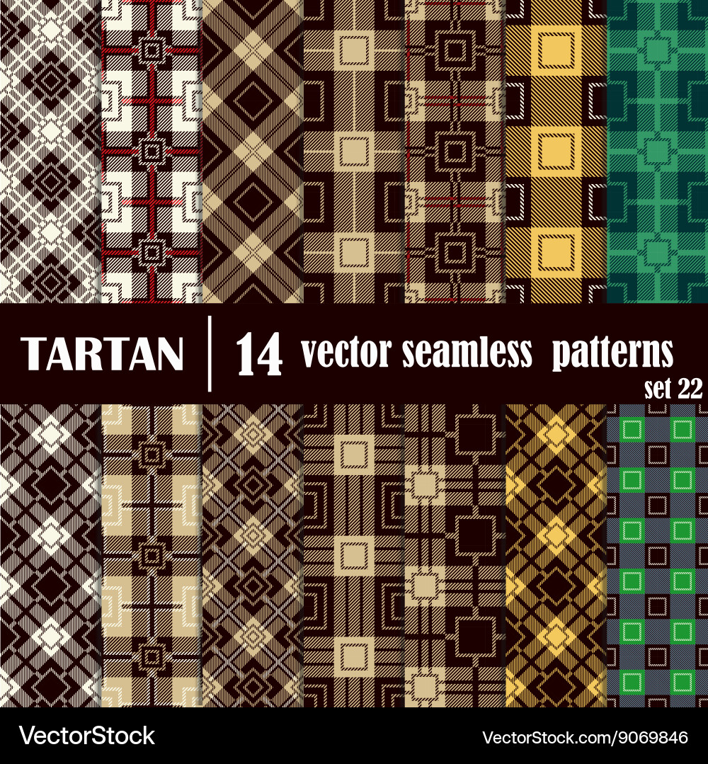 Set tartan seamless pattern in different colors vector image