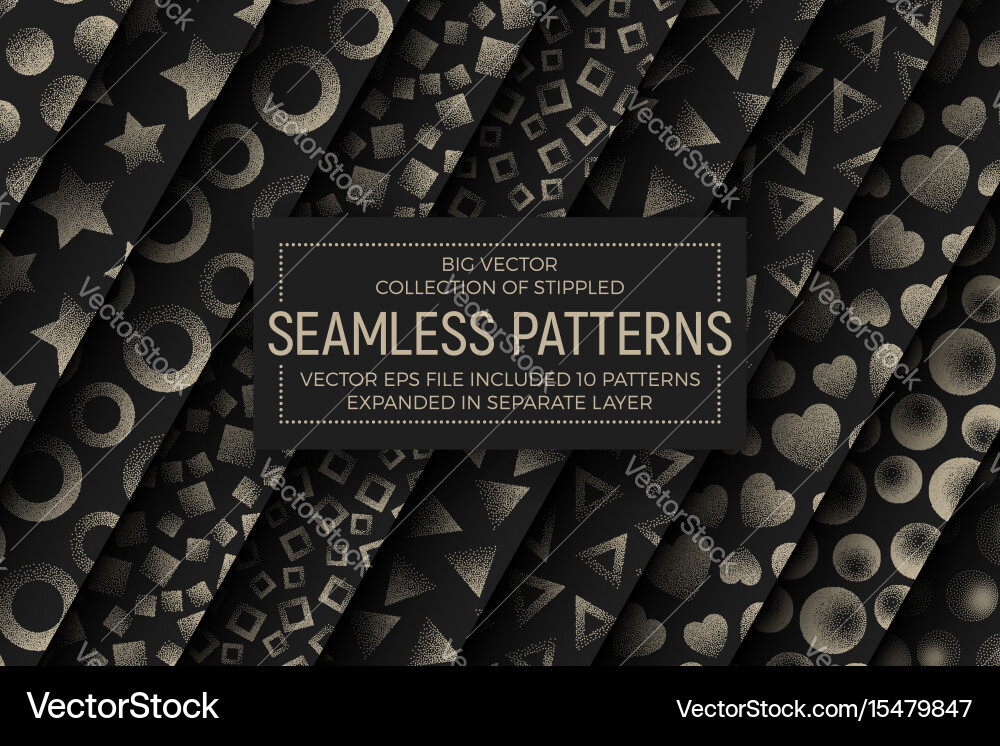 Abstract stippled seamless patterns vector image