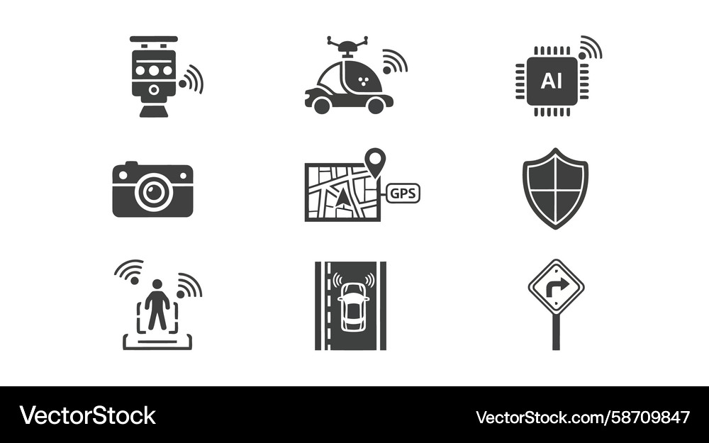 AI Navigation Tech Icons Vector Image