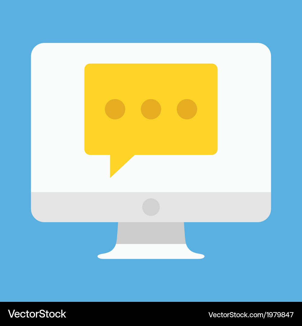 Computer display chat or message icon vector image