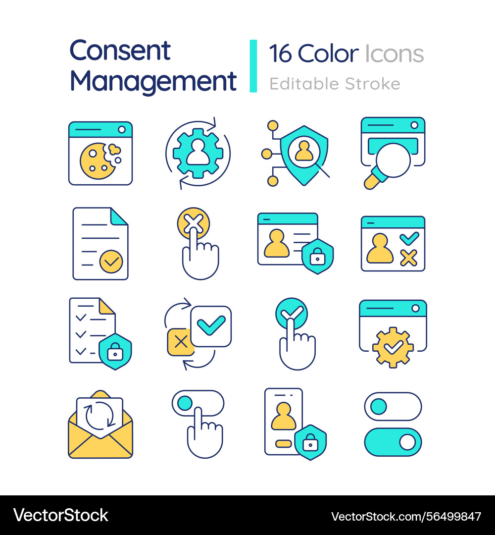 Contest management line color icons set Contest management line color icons set vector image