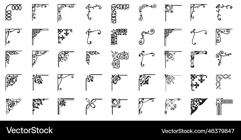 Corner icon set frame sign Royalty Free Vector Image