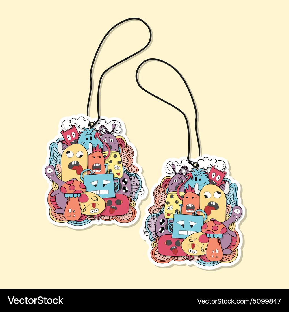 Design of label with abstract monsters pattern Vector Image