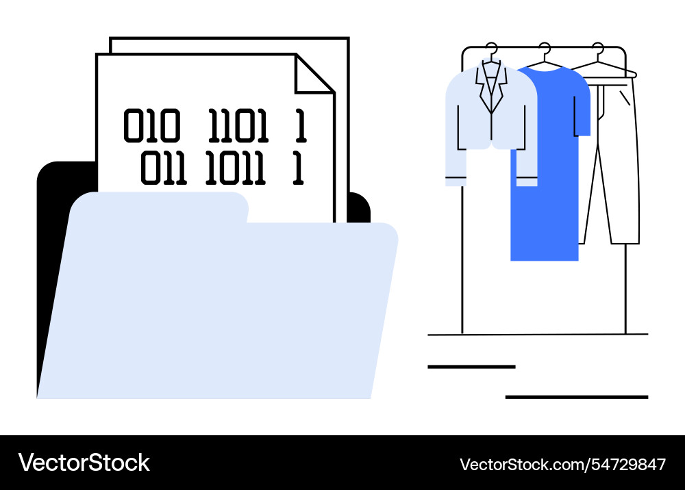 Digital file folder containing binary code next Vector Image