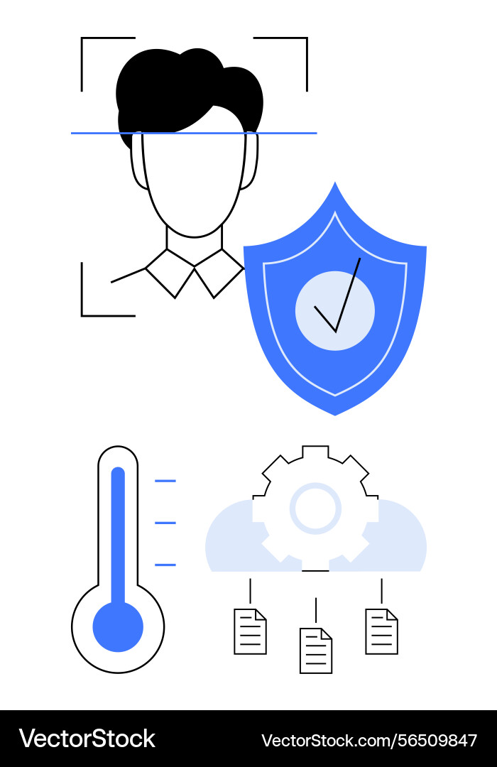 Digital identity verification with security shield Digital identity verification with security shield vector image