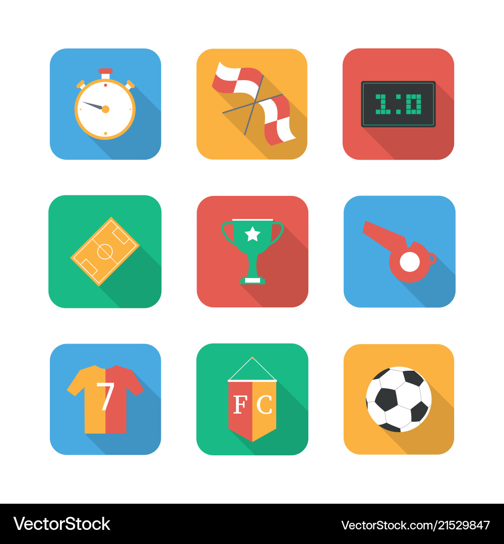 Fußball-Set Icons mit Feld Vektorbild