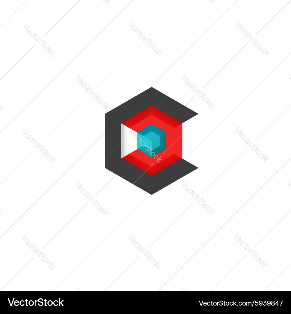 Hexagon Cube Logo - Isometric 3D Royalty Free Vector Image