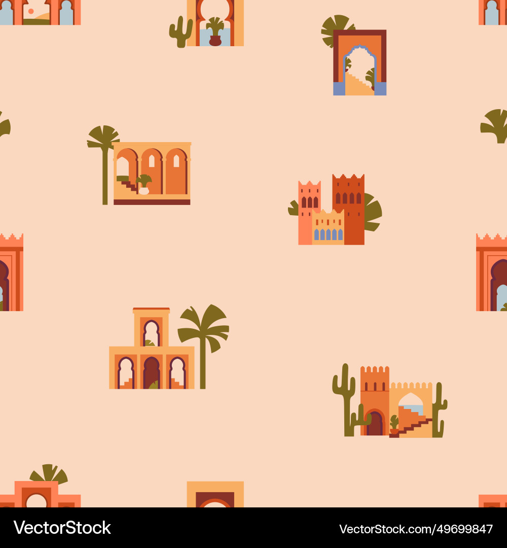Moroccan architecture seamless pattern design Moroccan architecture seamless pattern design vector image