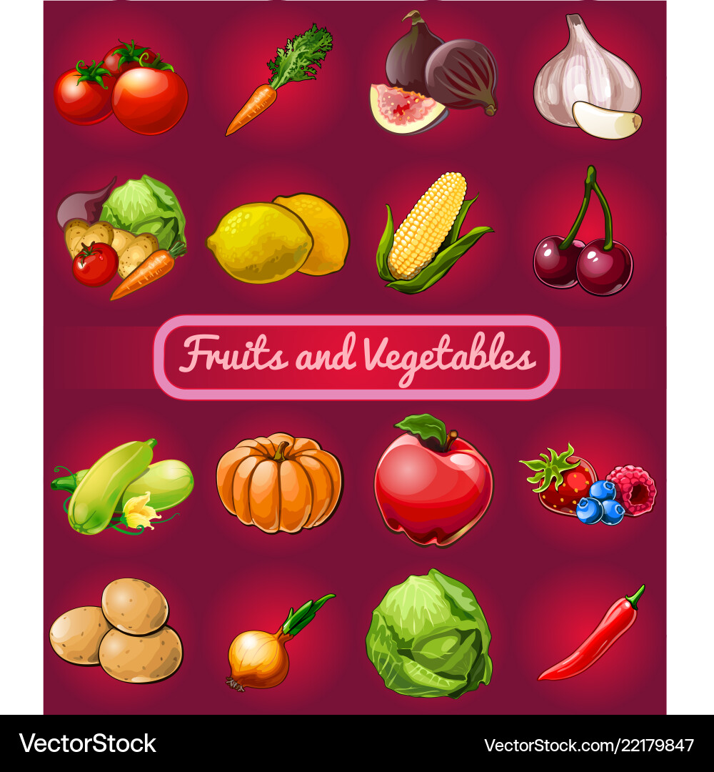 Poster with a picture of ripe and healthy Poster with a picture of ripe and healthy vector image
