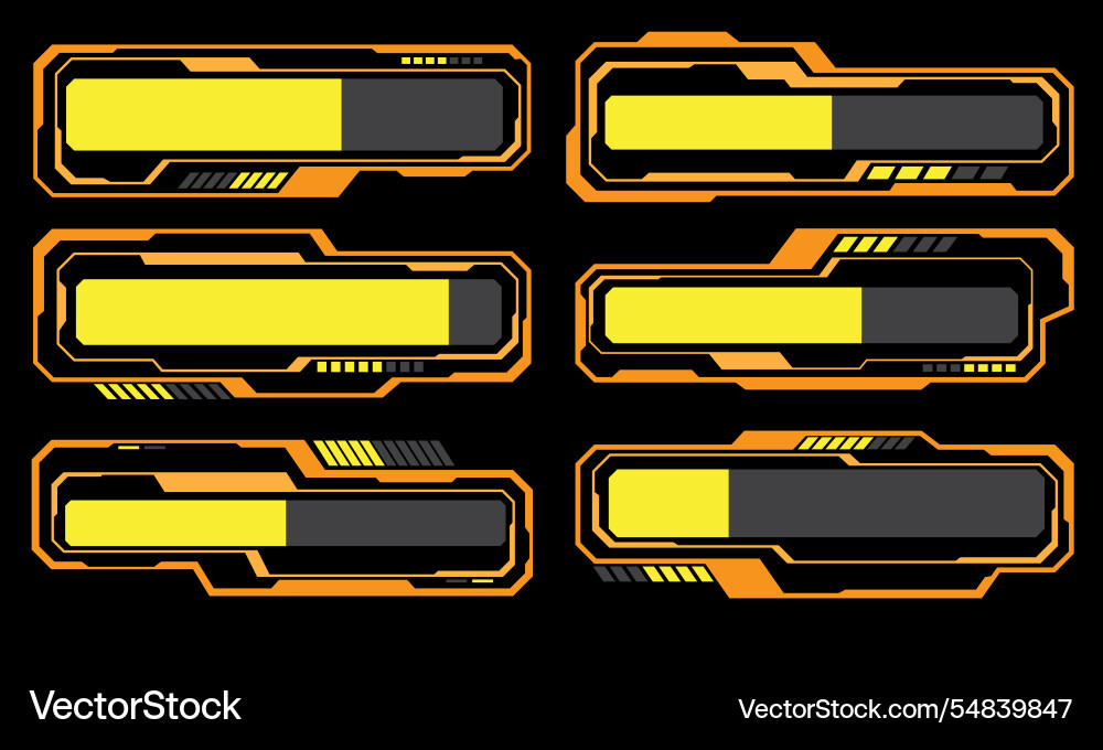 Set of yellow data progress user interface Set of yellow data progress user interface vector image