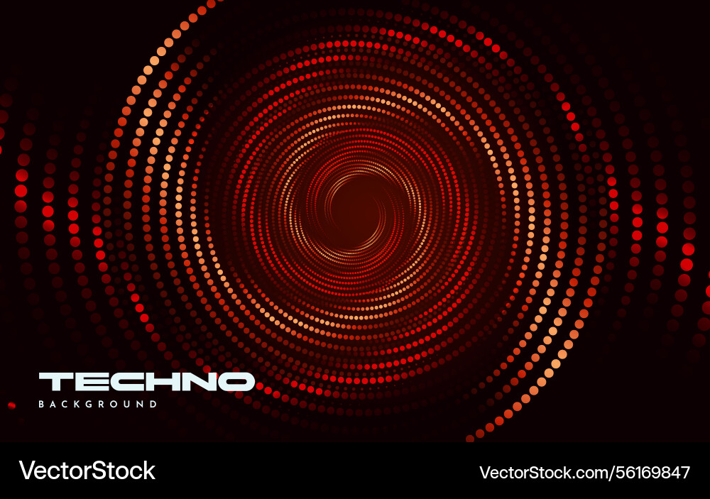 Techno circular dots tunnel design vector image