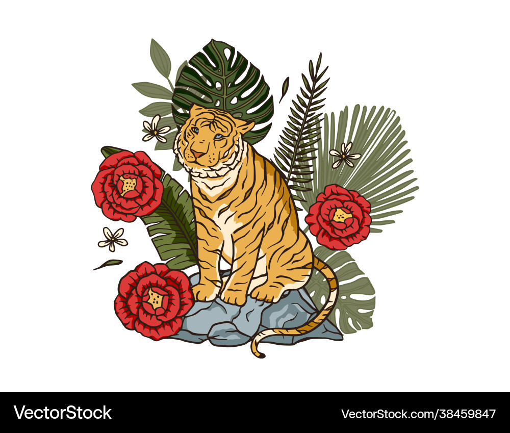 Tropical bengal Tiger China neues Jahr 2022 Tropical bengal Tiger China neues Jahr 2022 vektorbild