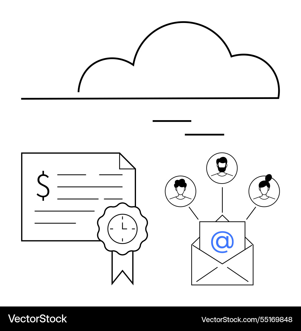 Cloud computing with certification email Vector Image