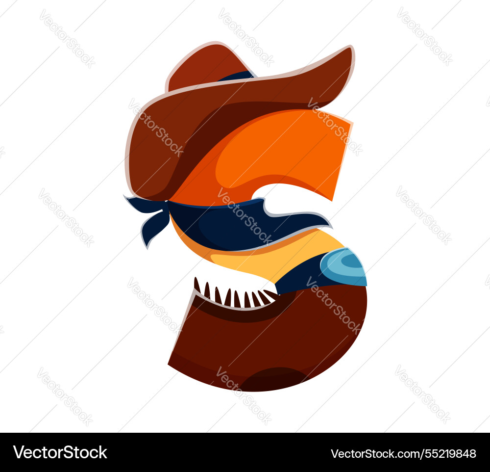 Cowboy letter s wild west font western type Cowboy letter s wild west font western type vector image