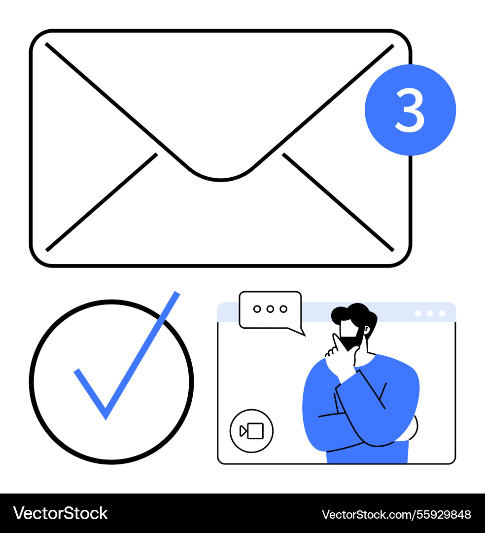 Digital communication with email notification Digital communication with email notification Vector Image