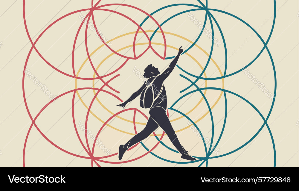Dynamic person with abstract circular patterns vector image