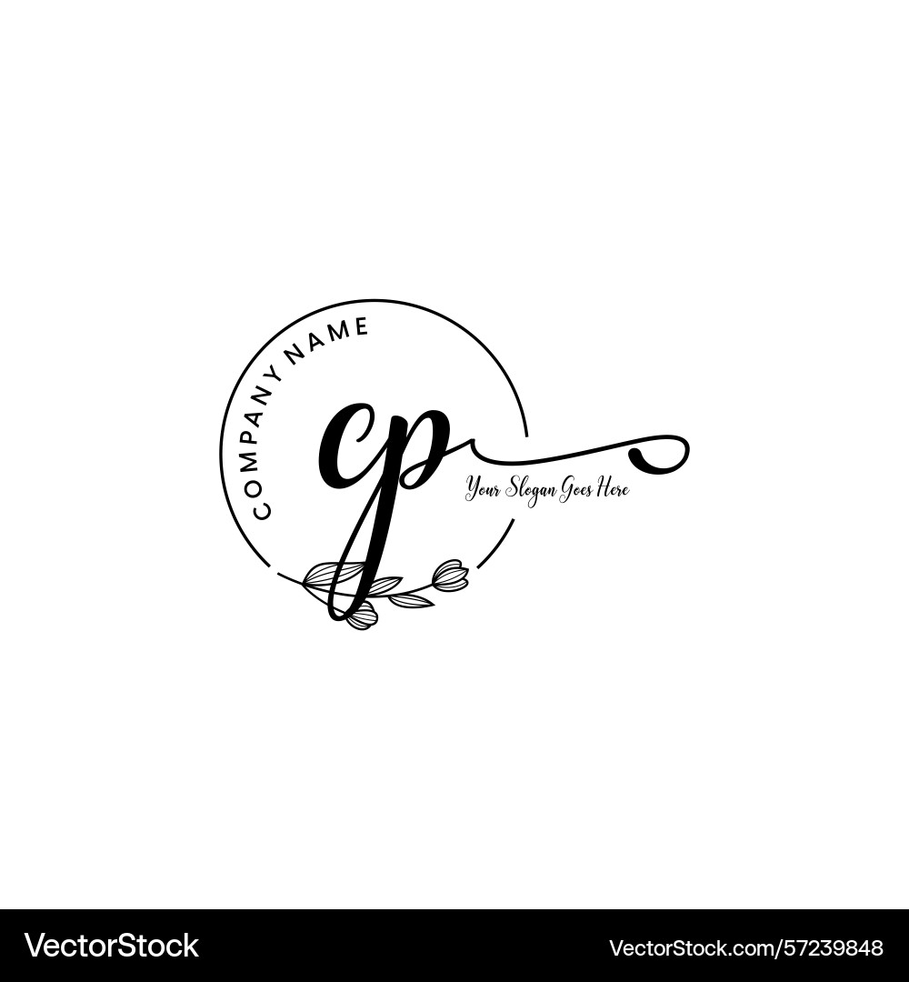 Elegant cp initial logo design with botanical Vector Image