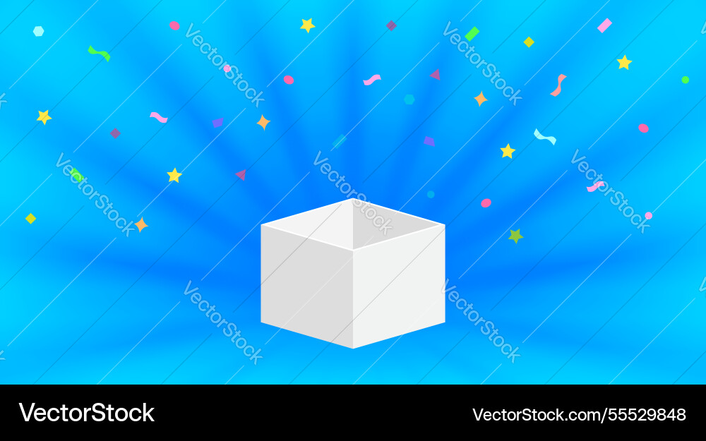 Empty box open isolated on blue background Empty box open isolated on blue background Vector Image