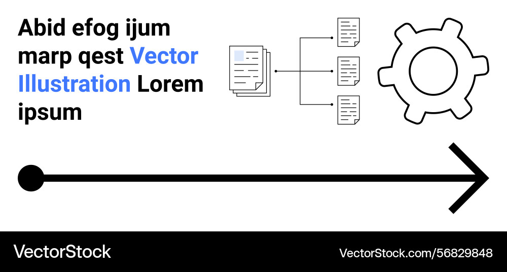Flowchart with arrow document structure and gear Flowchart with arrow document structure and gear Vector Image
