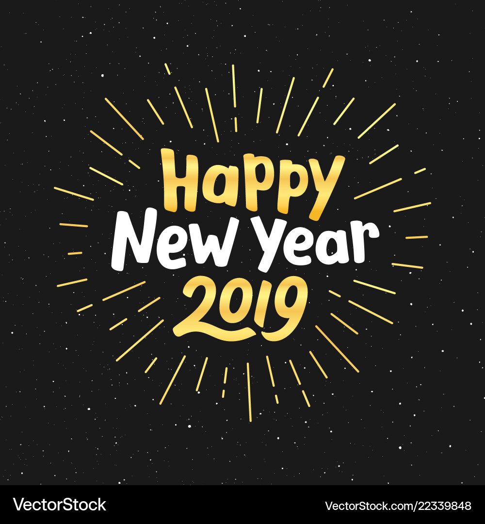 Happy new year 2019 greeting card design vector image