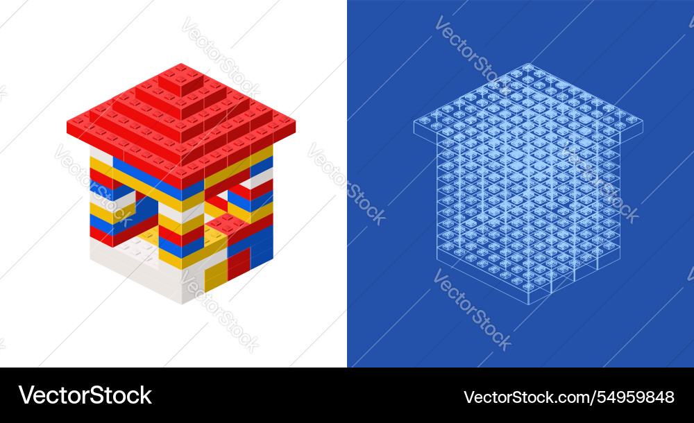 House blueprint project idea and implementation House blueprint project idea and implementation vector image